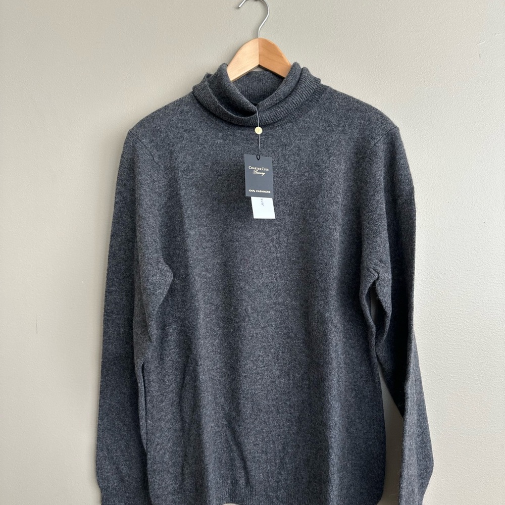 Charter Club Cashmere Heather Gray Turtleneck Sweater
